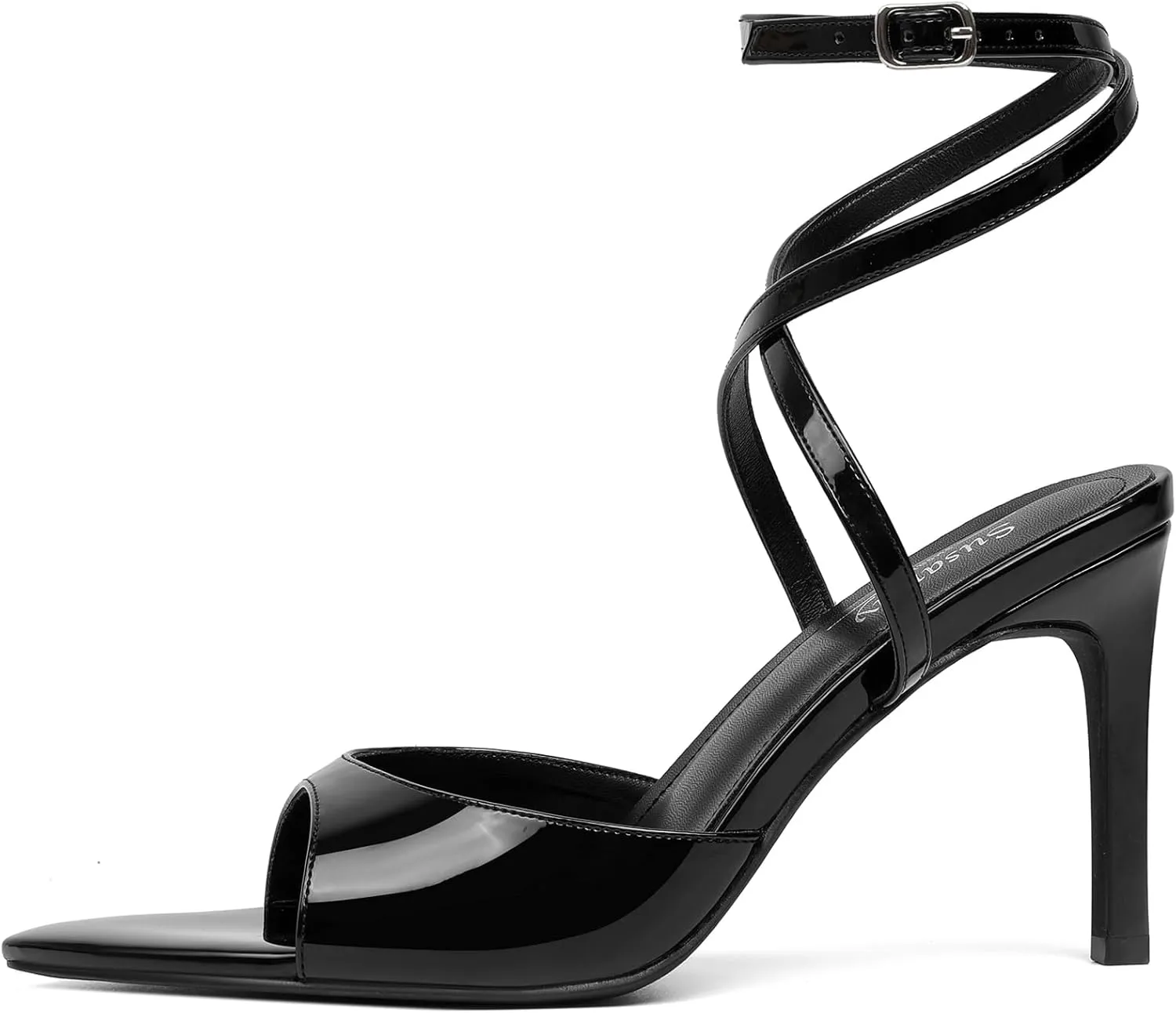 Susanny High Heels for Women Pointed Open Toe Strappy Chunky Block Heels Ankle Strap Stiletto Kitten Heeled Sandals Wedding Bridal Party Prom Sexy Dress Shoes
