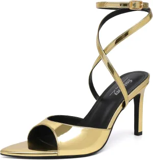 Susanny Strappy Heels for Women High Heels Sandals Open Toe Ankle Strap Lace Up Heels Stiletto Sexy Kitten Pumps Wedding Guest Party Evening Prom Dance Dress