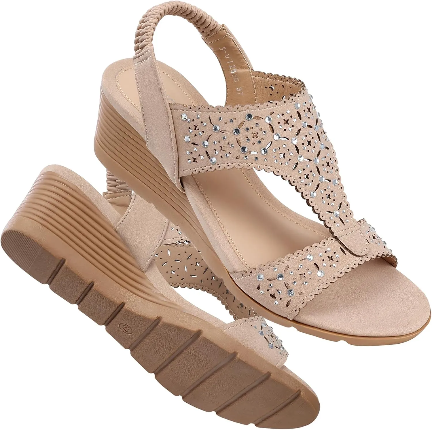 SWQZVT Wedge Sandals Women Dressy: Summer Low Wedges Comfort Sandal - Comfortable Strappy Casual Womens Sandals