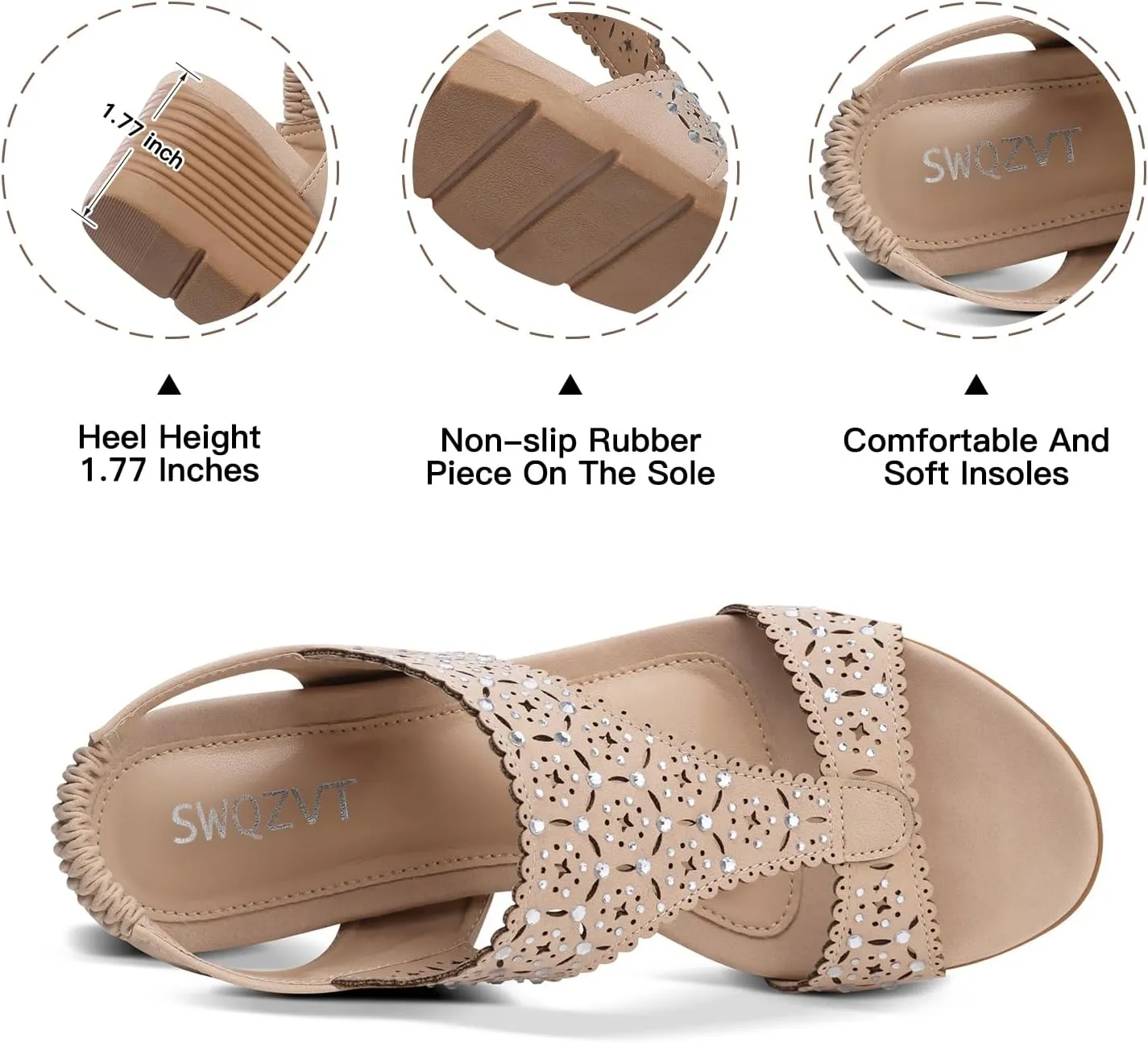 SWQZVT Wedge Sandals Women Dressy: Summer Low Wedges Comfort Sandal - Comfortable Strappy Casual Womens Sandals