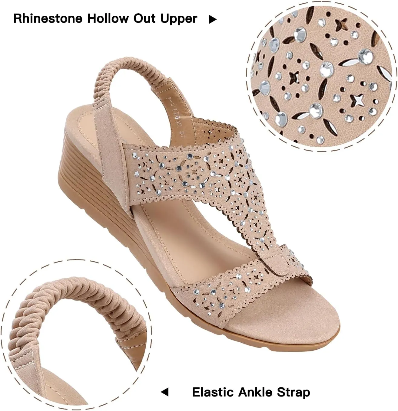 SWQZVT Wedge Sandals Women Dressy: Summer Low Wedges Comfort Sandal - Comfortable Strappy Casual Womens Sandals