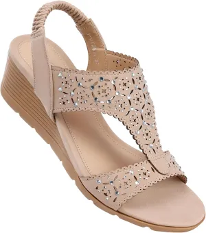 SWQZVT Wedge Sandals Women Dressy: Summer Low Wedges Comfort Sandal - Comfortable Strappy Casual Womens Sandals