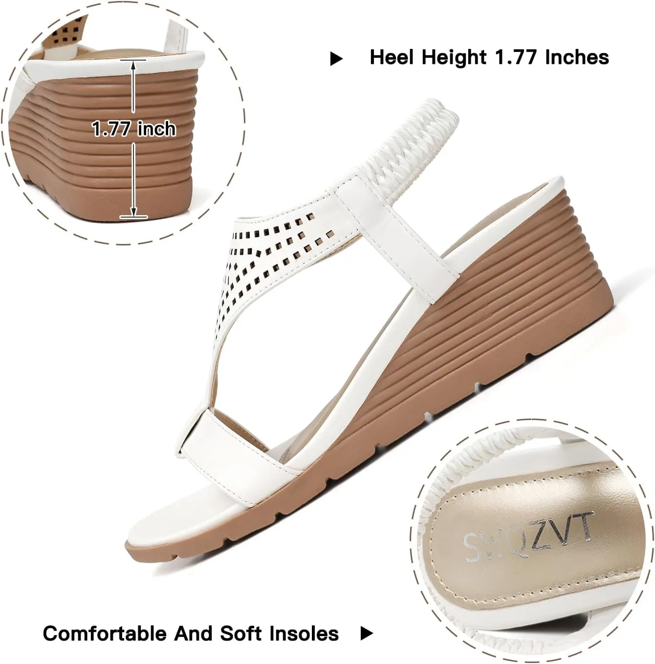 SWQZVT Women Sandals Wedge Low: Dressy Summer Sandal - Comfortable Hollow Out Sandals