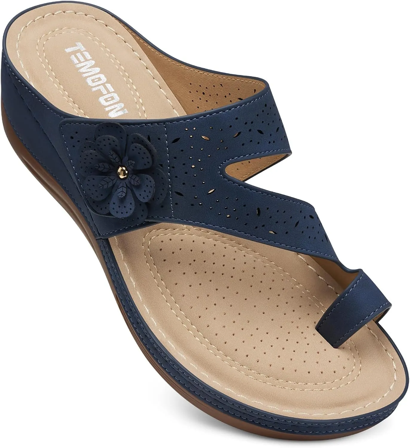 TEMOFON Flip Flops for Women Dressy: Comfortable Walking Summer Sandals Woman 2025 - Slip On Split Toed Thong Sandal