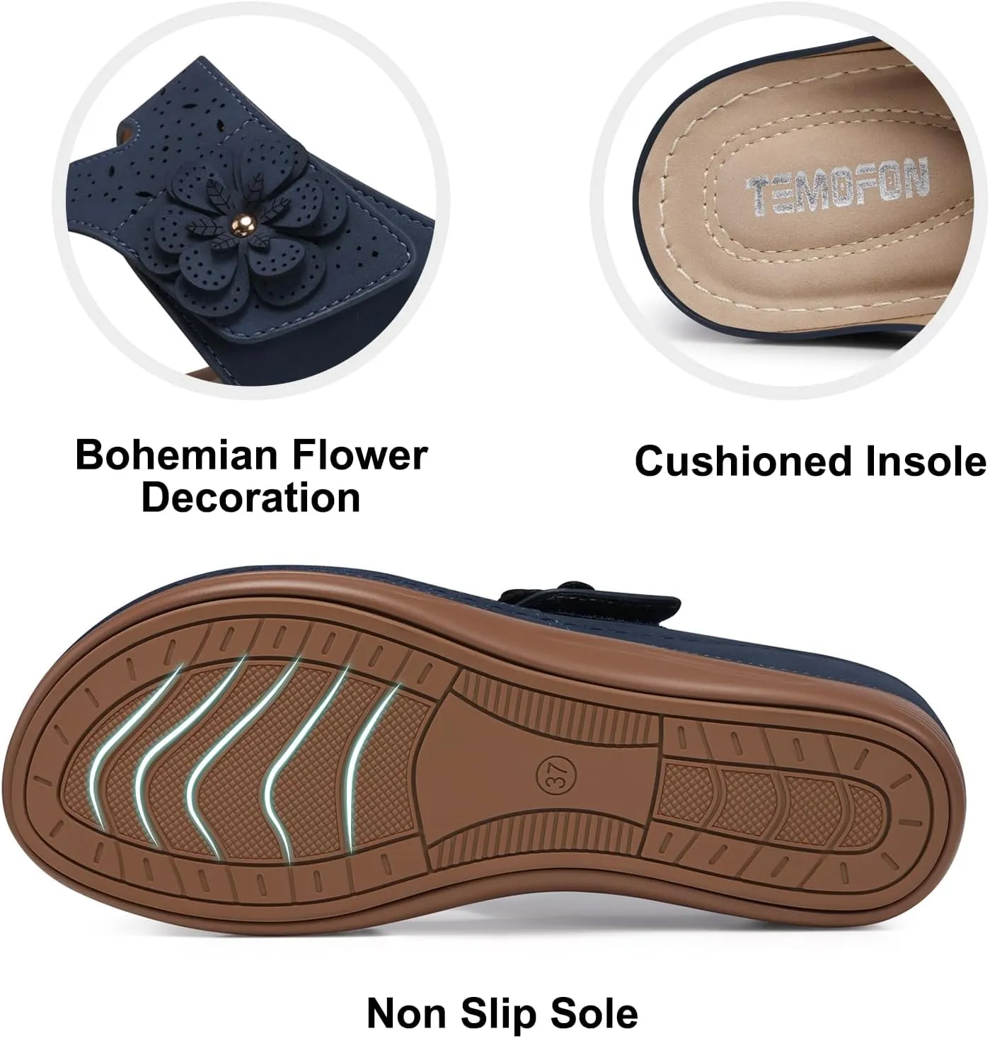 TEMOFON Flip Flops for Women Dressy: Comfortable Walking Summer Sandals Woman 2025 - Slip On Split Toed Thong Sandal