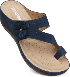 TEMOFON Flip Flops for Women Dressy: Comfortable Walking Summer Sandals Woman 2025 - Slip On Split Toed Thong Sandal