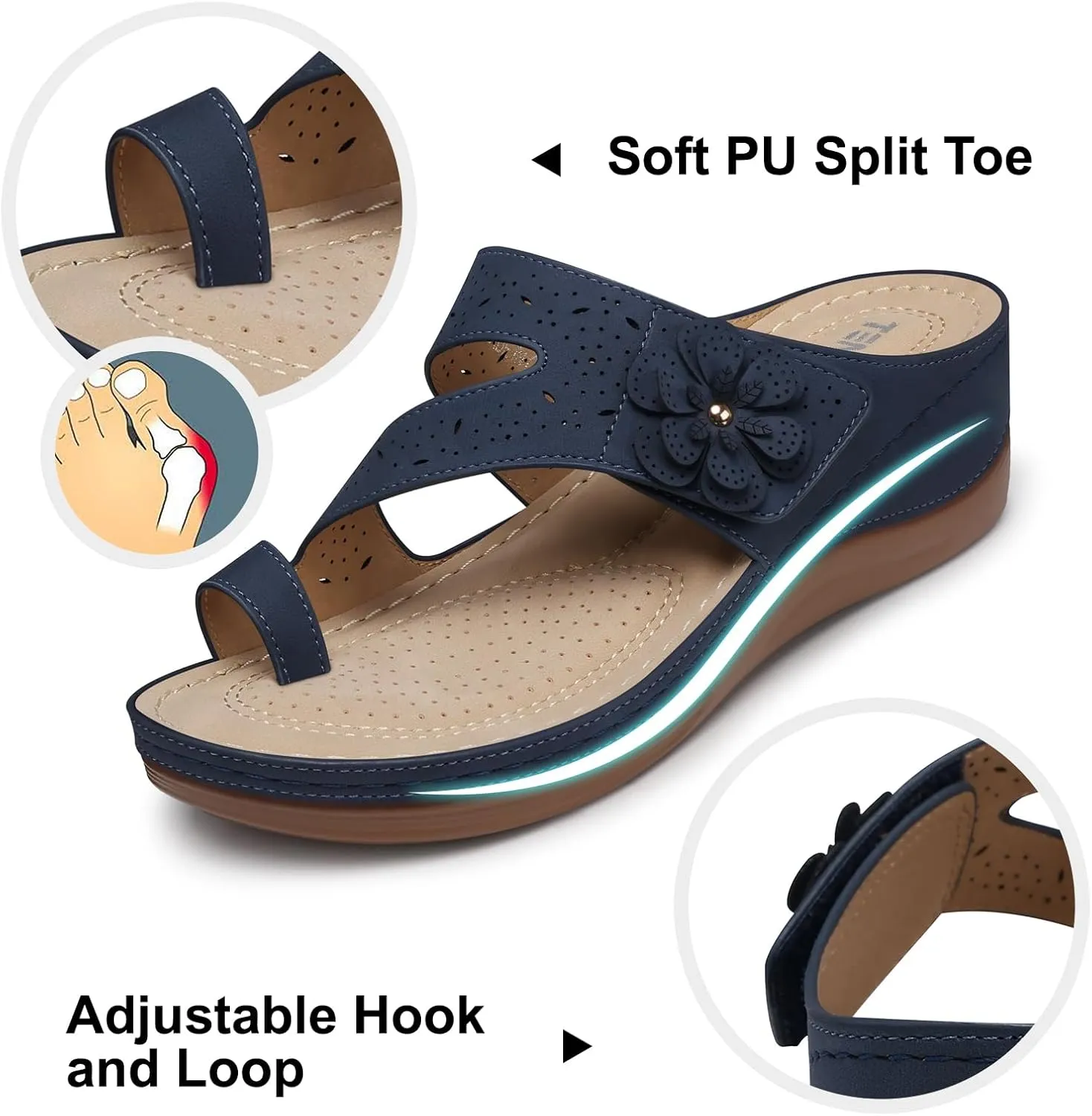 TEMOFON Flip Flops for Women Dressy: Comfortable Walking Summer Sandals Woman 2025 - Slip On Split Toed Thong Sandal