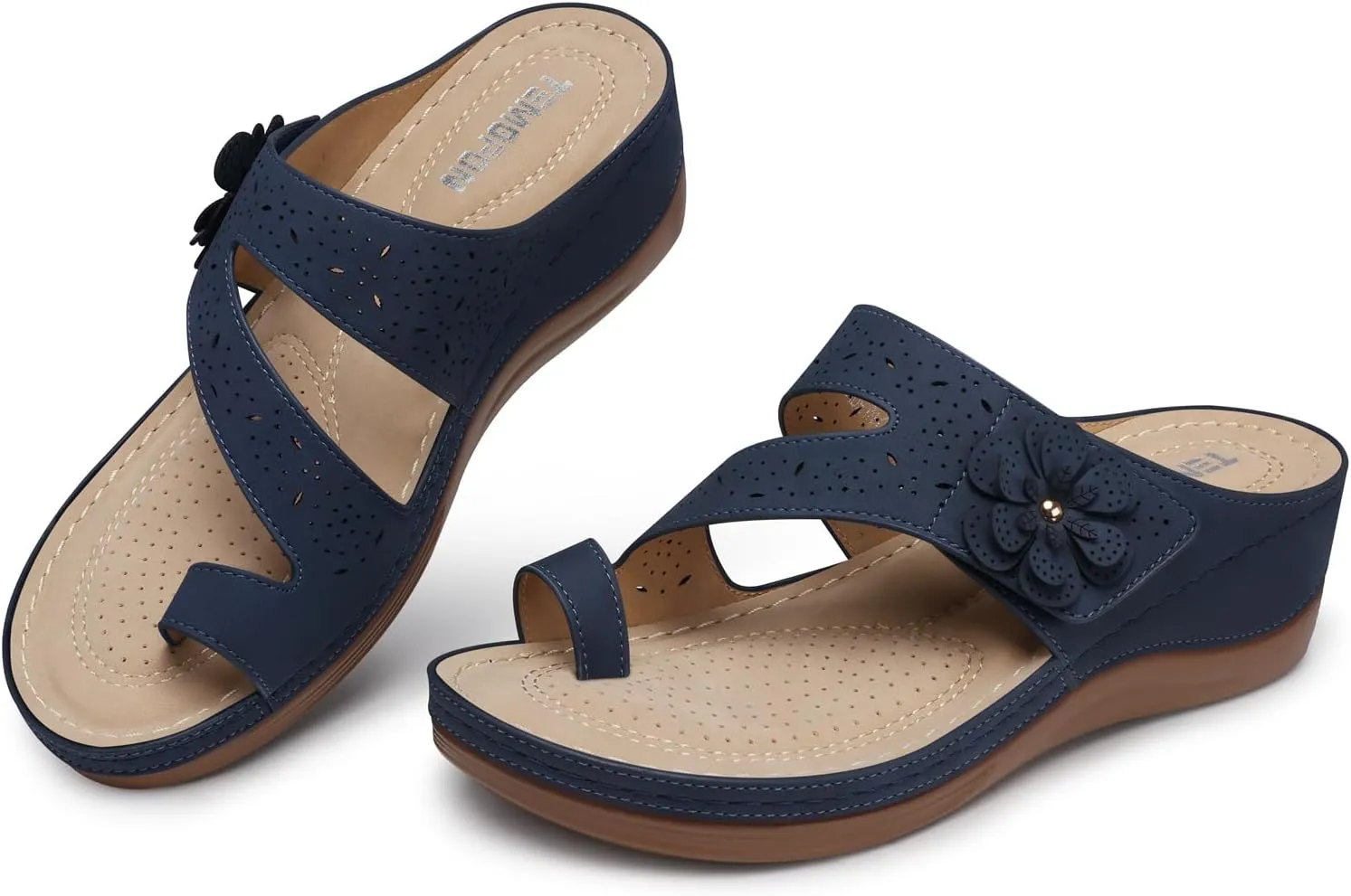 TEMOFON Flip Flops for Women Dressy: Comfortable Walking Summer Sandals Woman 2025 - Slip On Split Toed Thong Sandal