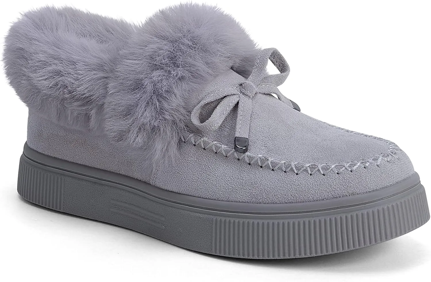 TINSTREE Winter Flat Boots Warm Durable Shoes Casual Fashion Fur Lining Ankle Snow Boots Loafer Flats Platform Thick Plush Shoes for Women