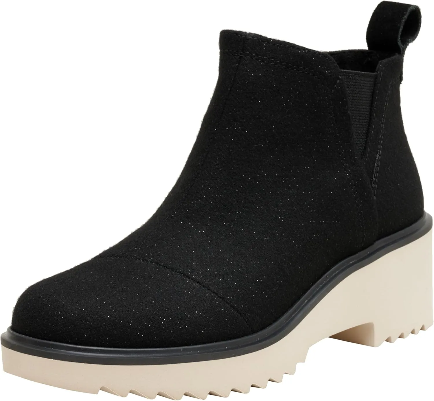 TOMS Womens Maude Round Toe Chelsea Casual Boots Ankle Mid Heel 2-3" - Beige