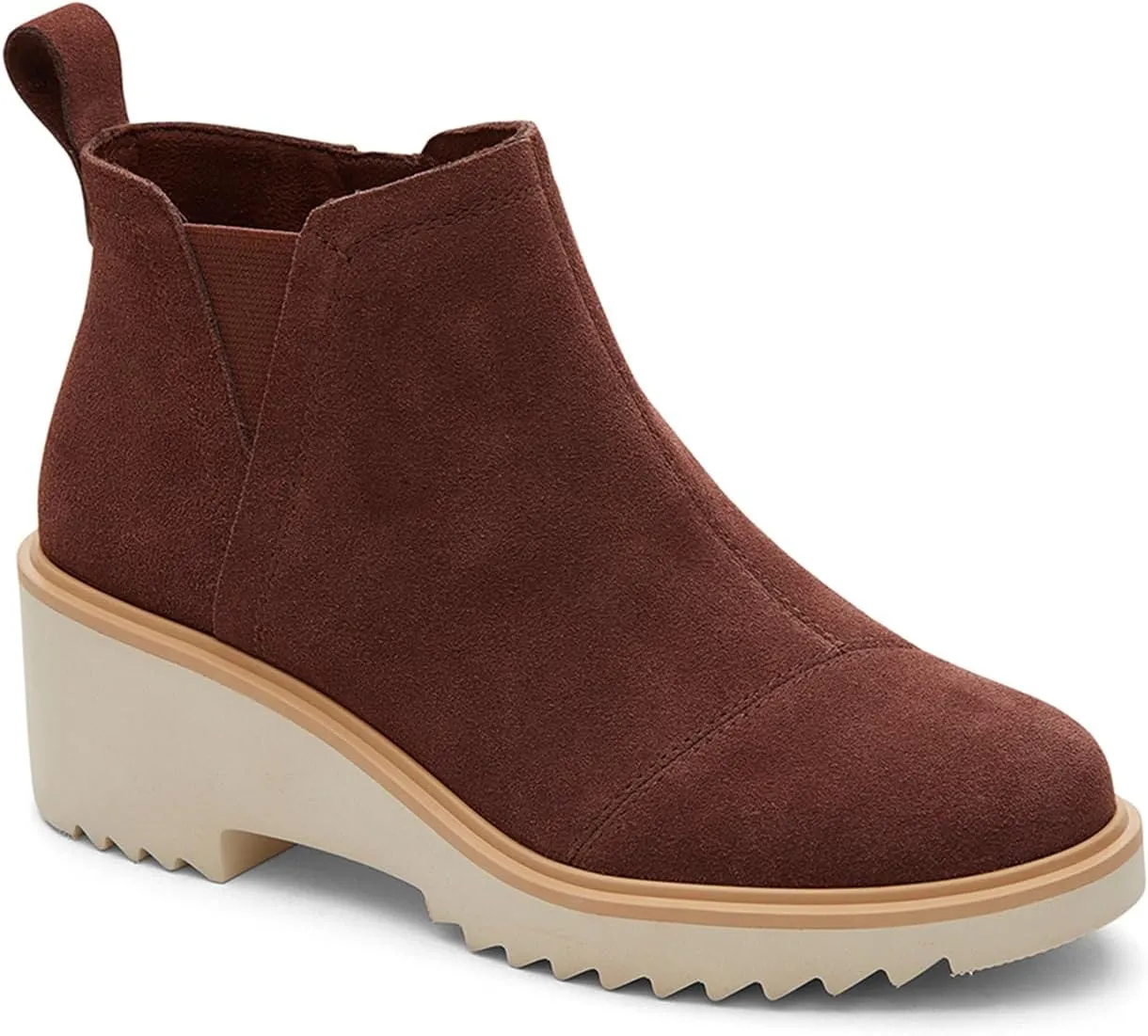 TOMS Womens Maude Round Toe Chelsea Casual Boots Ankle Mid Heel 2-3" - Beige