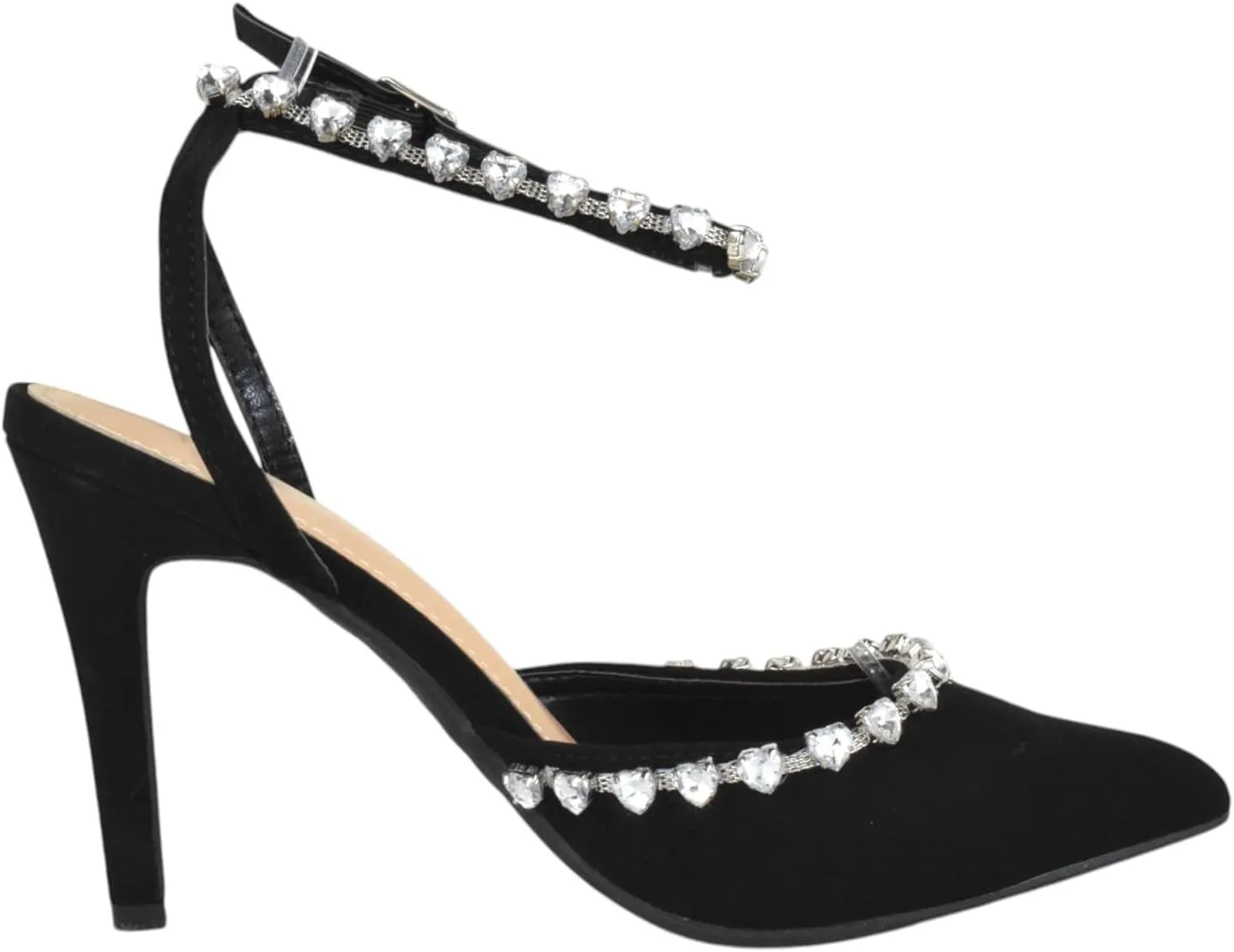 TOP Moda Shoes Women Stiletto High Heels Pointed-Toe Ankle Strap Bling Rhinestone Parson