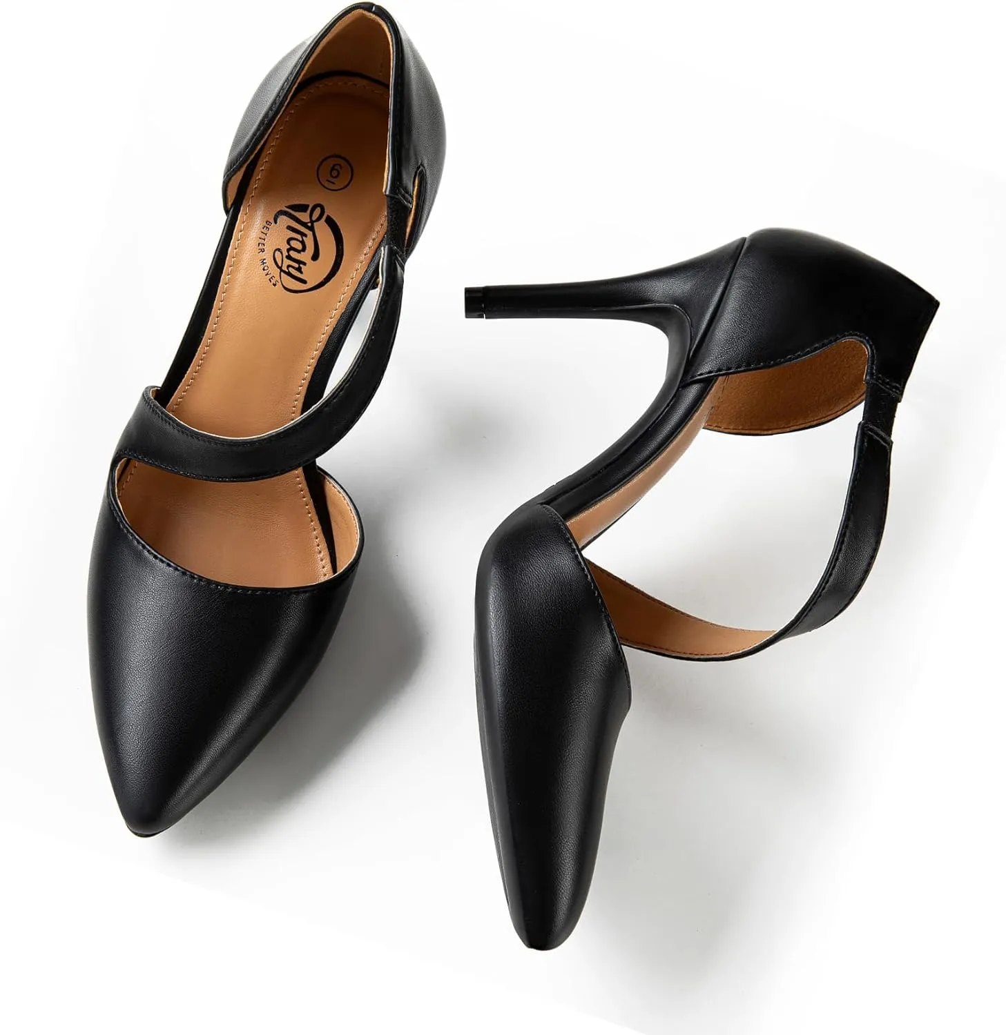 Trary Heels for Women Dress Closed Pointed Toe Heels Comfortable Stiletto High Heels Pumps Sexy Slip On D'Orsay Pumps with Cross Elastic Straps Work Wedding Party Shoes for Women