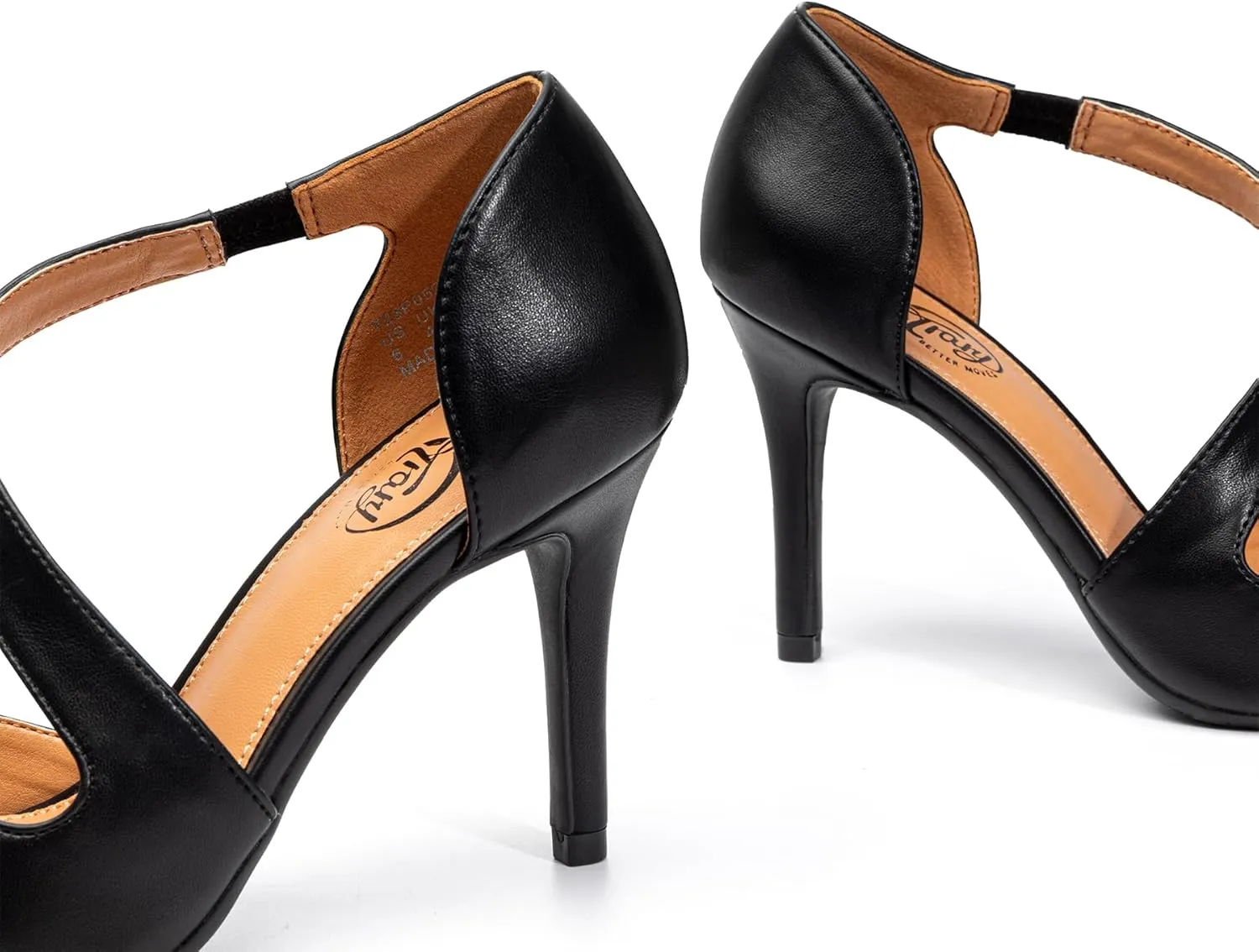 Trary Heels for Women Dress Closed Pointed Toe Heels Comfortable Stiletto High Heels Pumps Sexy Slip On D'Orsay Pumps with Cross Elastic Straps Work Wedding Party Shoes for Women