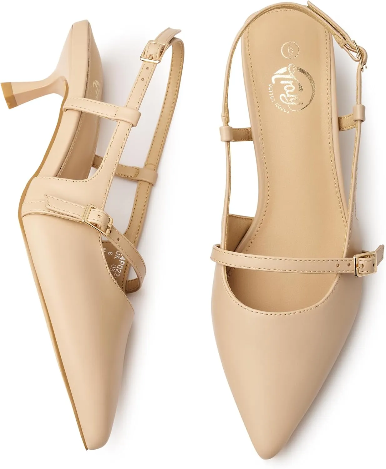 Trary Slingback Kitten Heels for Women,Pointed Toe Closed Toe Pumps,Sexy Shoes Women for Wedding