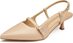 Trary Slingback Kitten Heels for Women,Pointed Toe Closed Toe Pumps,Sexy Shoes Women for Wedding