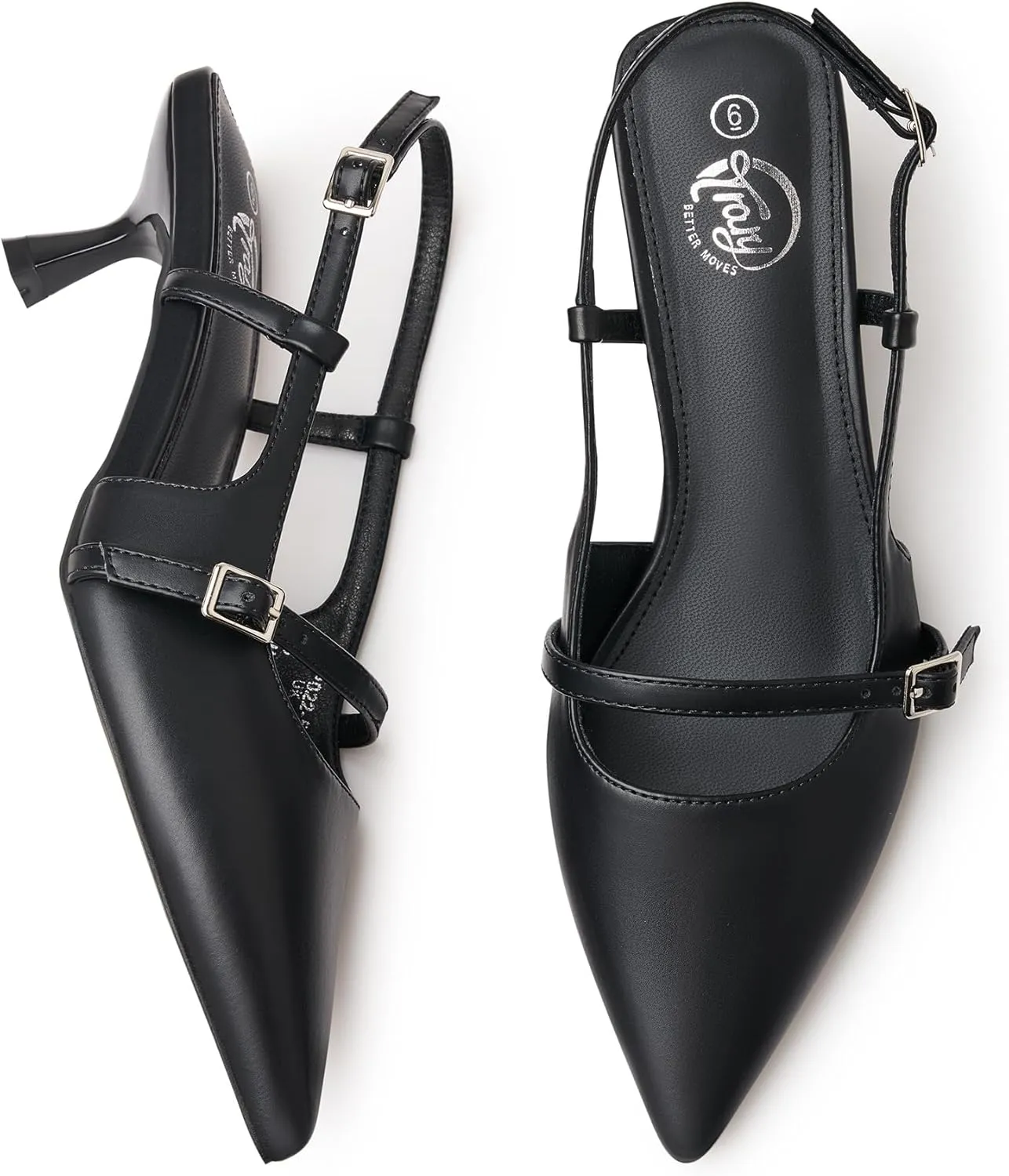 Trary Slingback Kitten Heels for Women,Pointed Toe Closed Toe Pumps,Sexy Shoes Women for Wedding