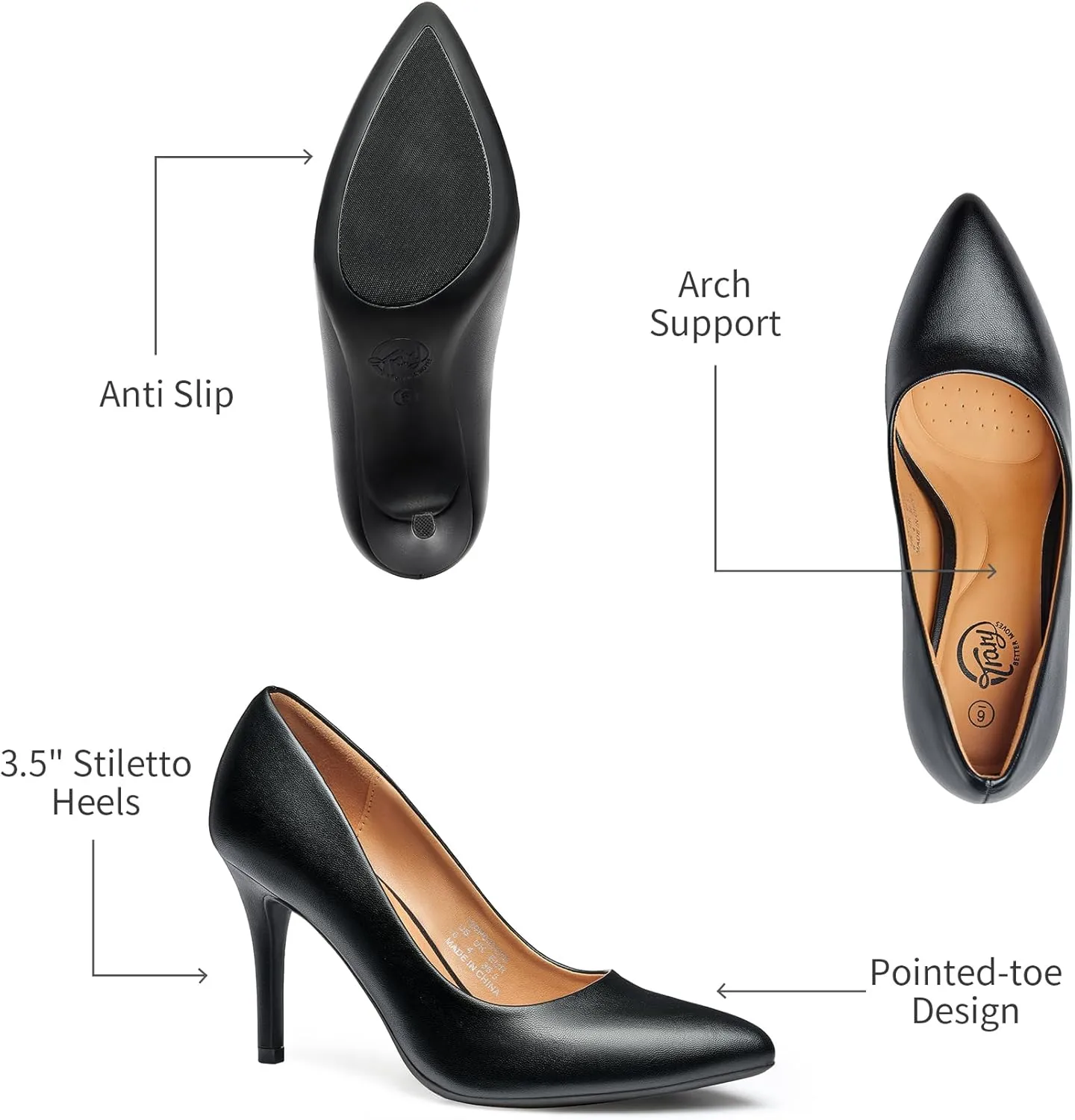 Trary Women’s Slingback Pumps, Black Heels Gold Heels Nude Pink Red Heels, Pointed Toe High Heels for Women Sexy Stiletto Heels Buckle Ankle Strap Closed Toe Pumps Office Party Prom Dress Shoes