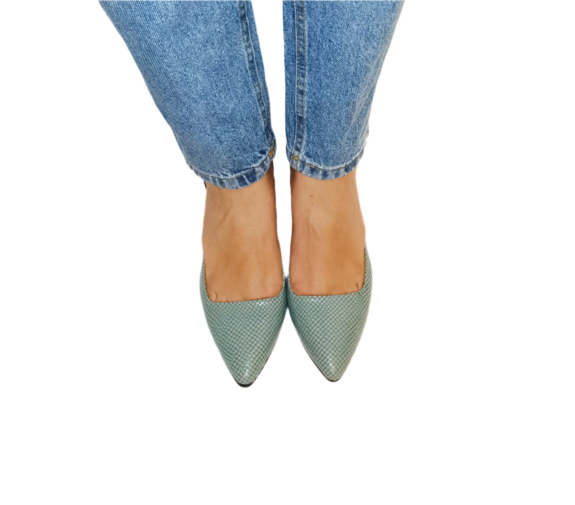 Turquoise Two-Tone Pointed Toe Heels 5cm heels