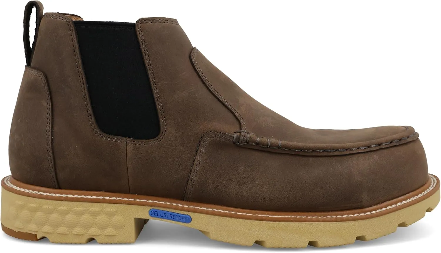 Twisted X Men's 4" Work Chelsea Boot, Moc Toe Nano Toe with CellStretch
