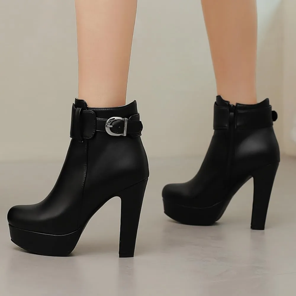UniqueStride Womens Block High Heel Chelsea Booties Chunky Platform Ankle Boots