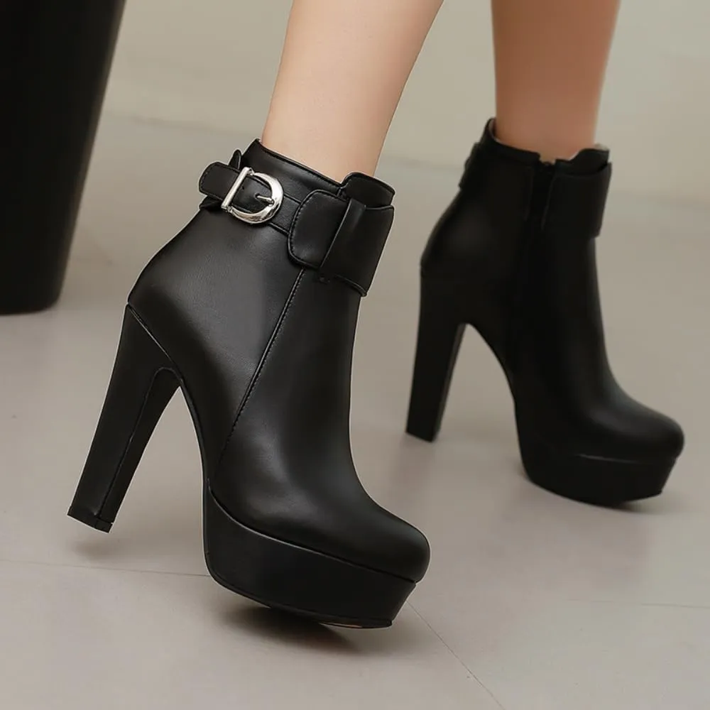 UniqueStride Womens Block High Heel Chelsea Booties Chunky Platform Ankle Boots