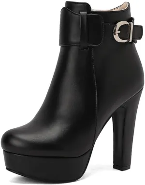 UniqueStride Womens Block High Heel Chelsea Booties Chunky Platform Ankle Boots