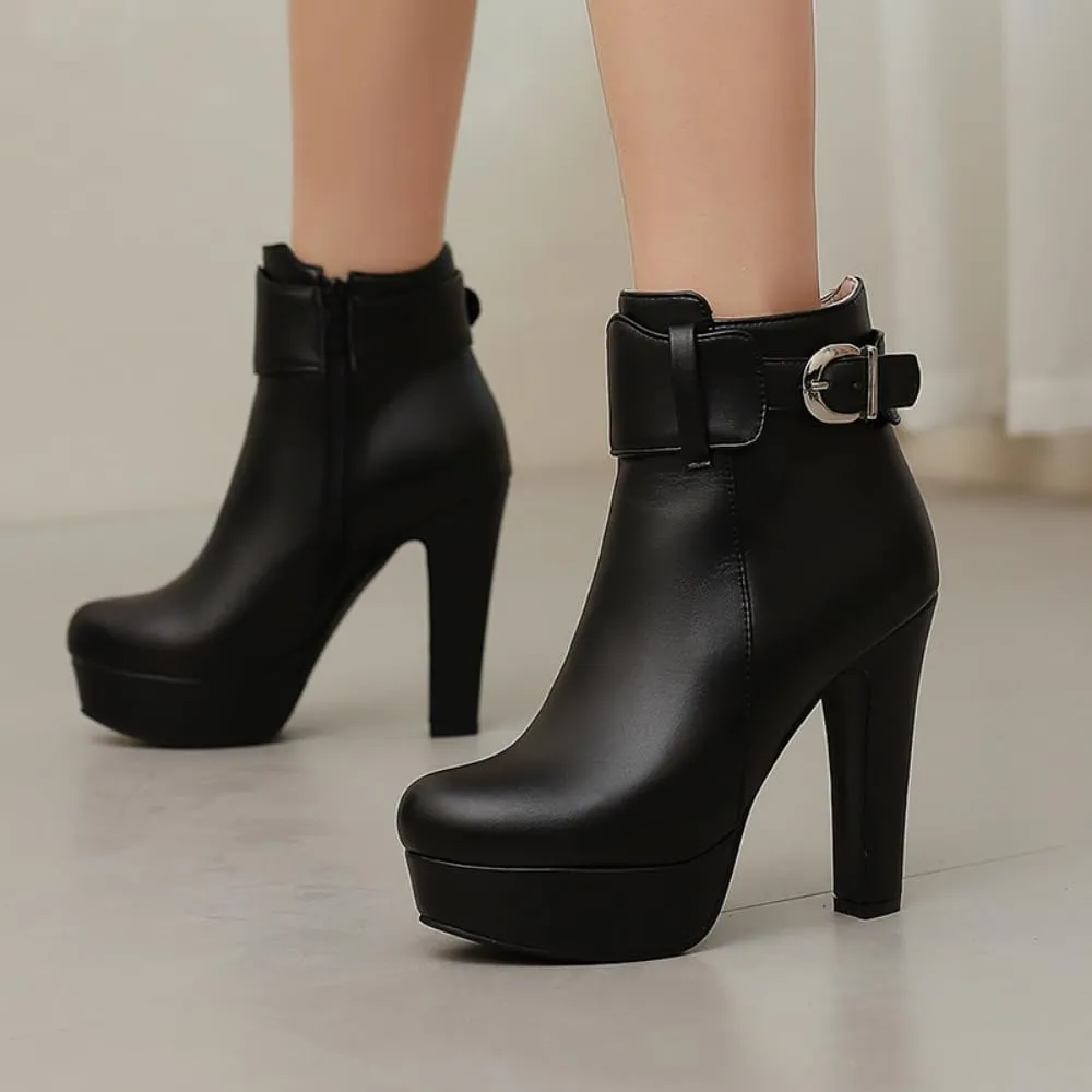 UniqueStride Womens Block High Heel Chelsea Booties Chunky Platform Ankle Boots