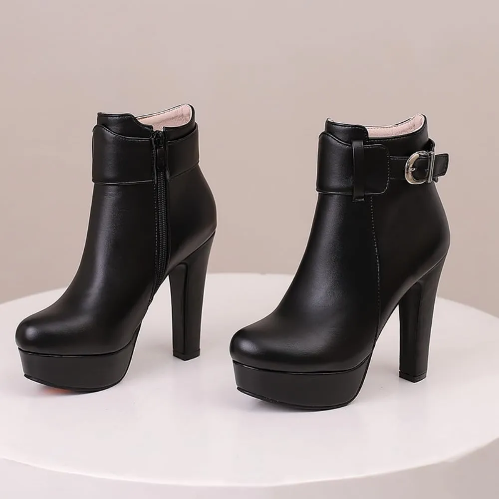UniqueStride Womens Block High Heel Chelsea Booties Chunky Platform Ankle Boots