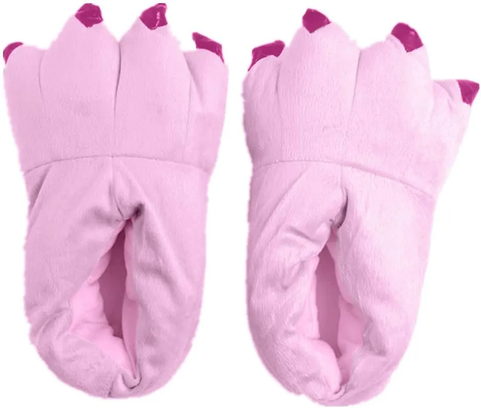 Unisex Cozy Flannel House Monster Slippers Halloween Animal Costume Paw Claw Shoes