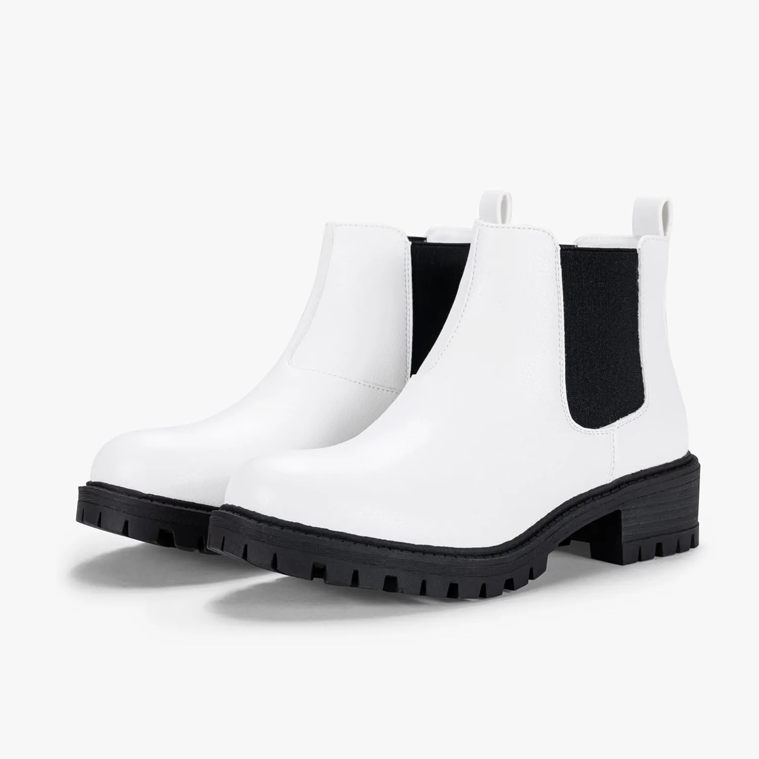 Vepose Women's 9625 Chelsea Ankle Boots, Chunky Low Heel Pull-on Booties with Elastic and Lug Sole