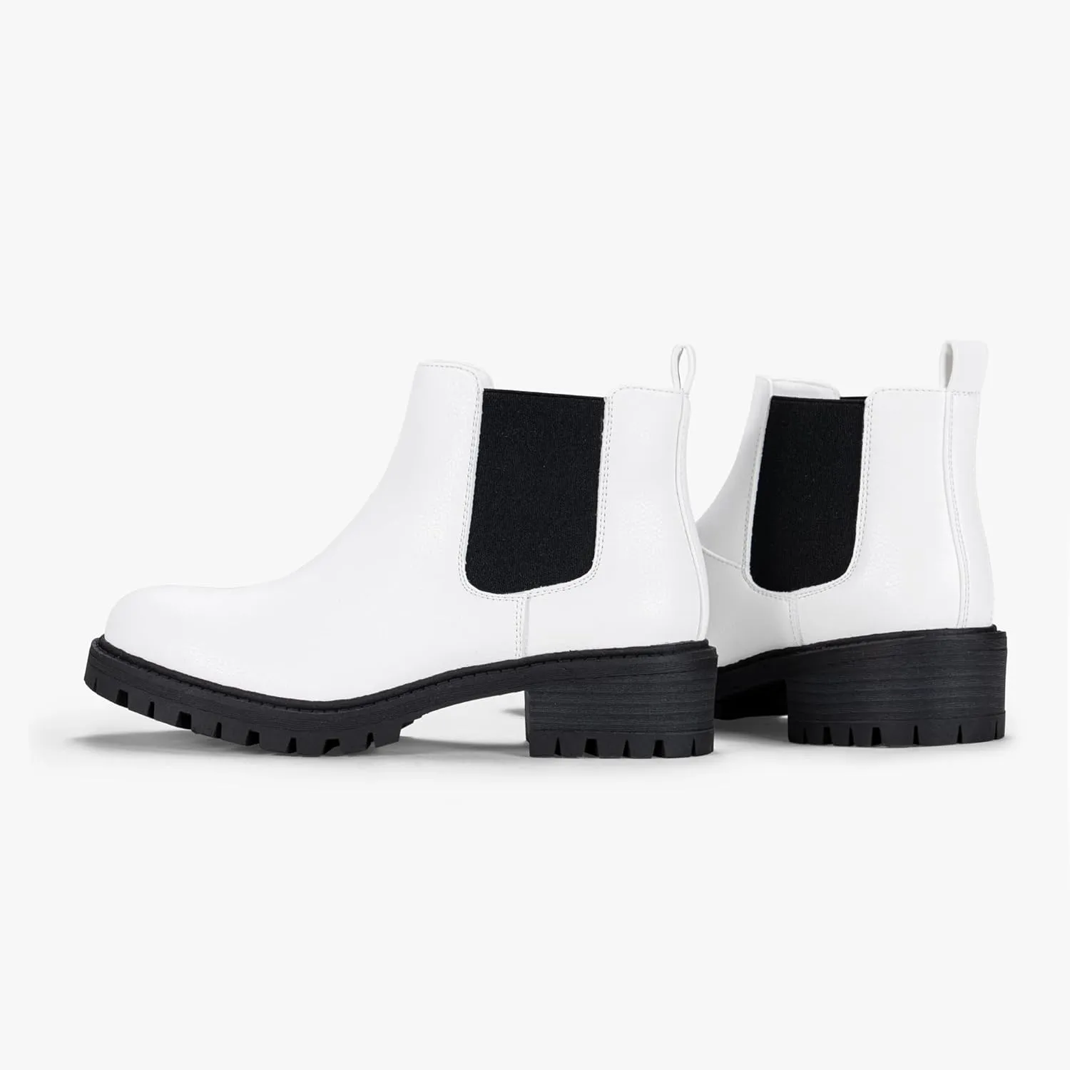 Vepose Women's 9625 Chelsea Ankle Boots, Chunky Low Heel Pull-on Booties with Elastic and Lug Sole