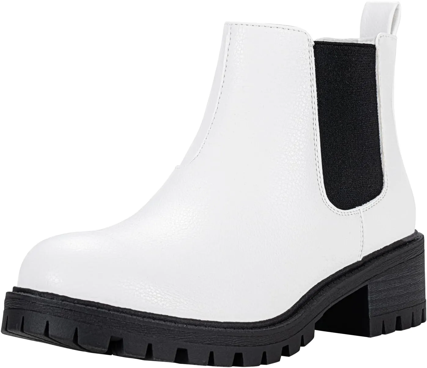 Vepose Women's 9625 Chelsea Ankle Boots, Chunky Low Heel Pull-on Booties with Elastic and Lug Sole