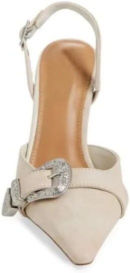 Vertundy Women's Delilah Buckle Slingback Pumps Closed Pointed Toe High Heels for Women Stiletto Vintage Heels for Women