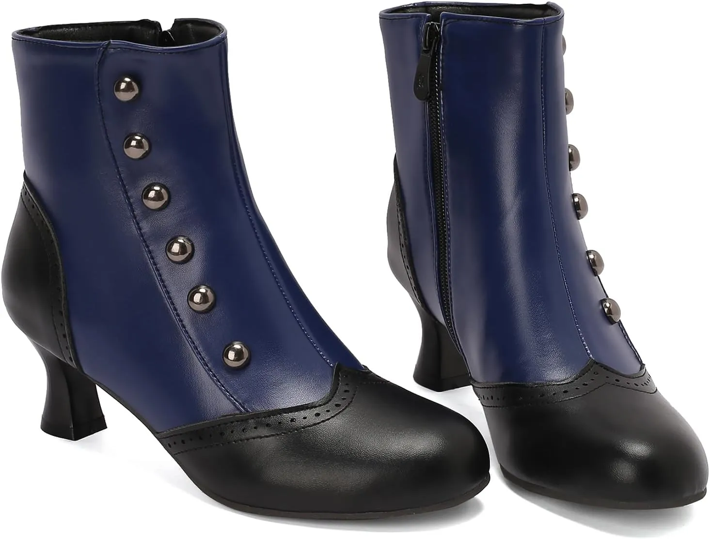 Victorian Boots for Women Vintage Slip On Rivet Ankle-High Booties
