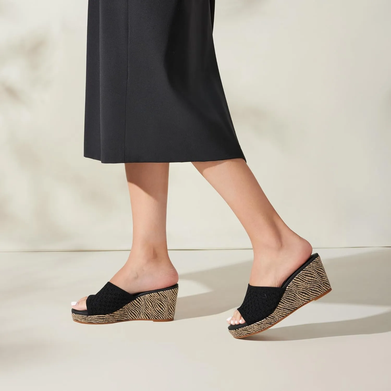 VIVAIA Stacey Pro Round-toe Wedge Sandals for Women Open Toe Sandals Comfy Casual Dressy Summer