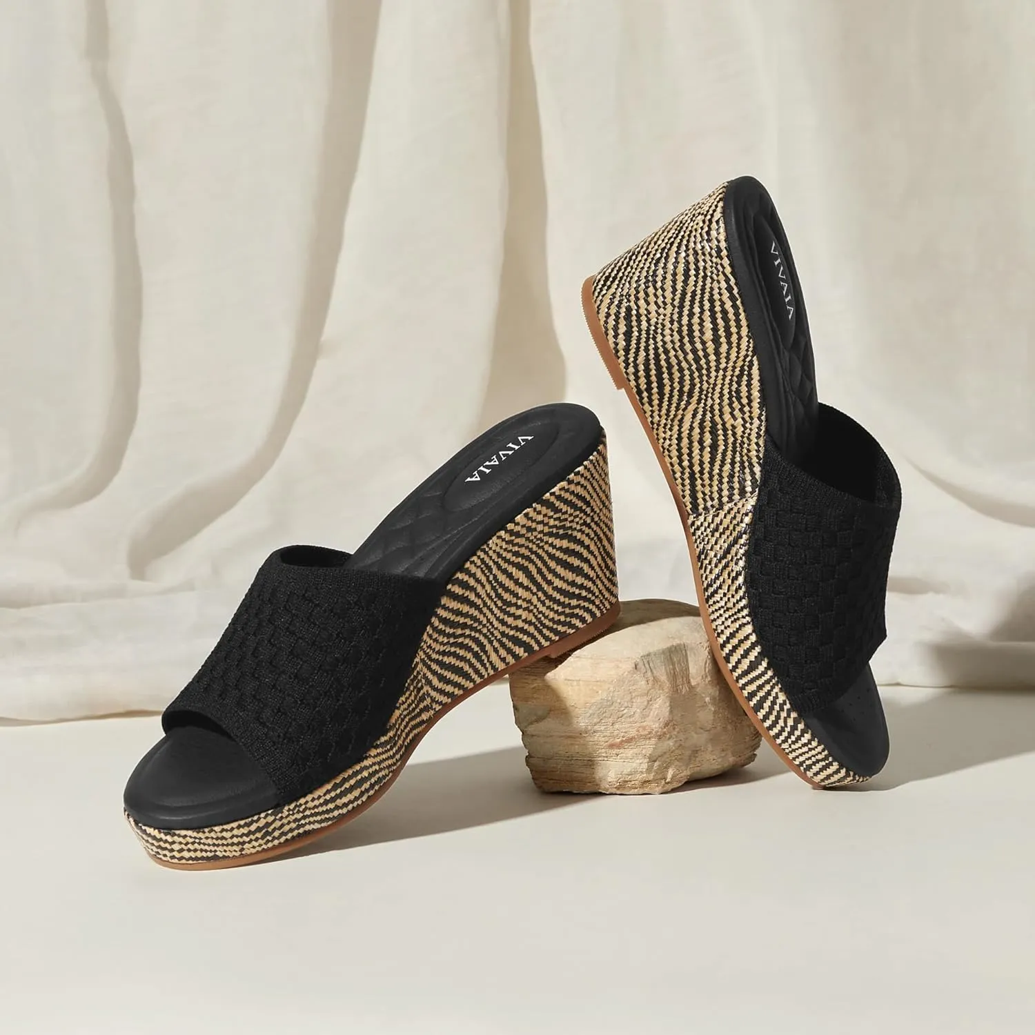 VIVAIA Stacey Pro Round-toe Wedge Sandals for Women Open Toe Sandals Comfy Casual Dressy Summer