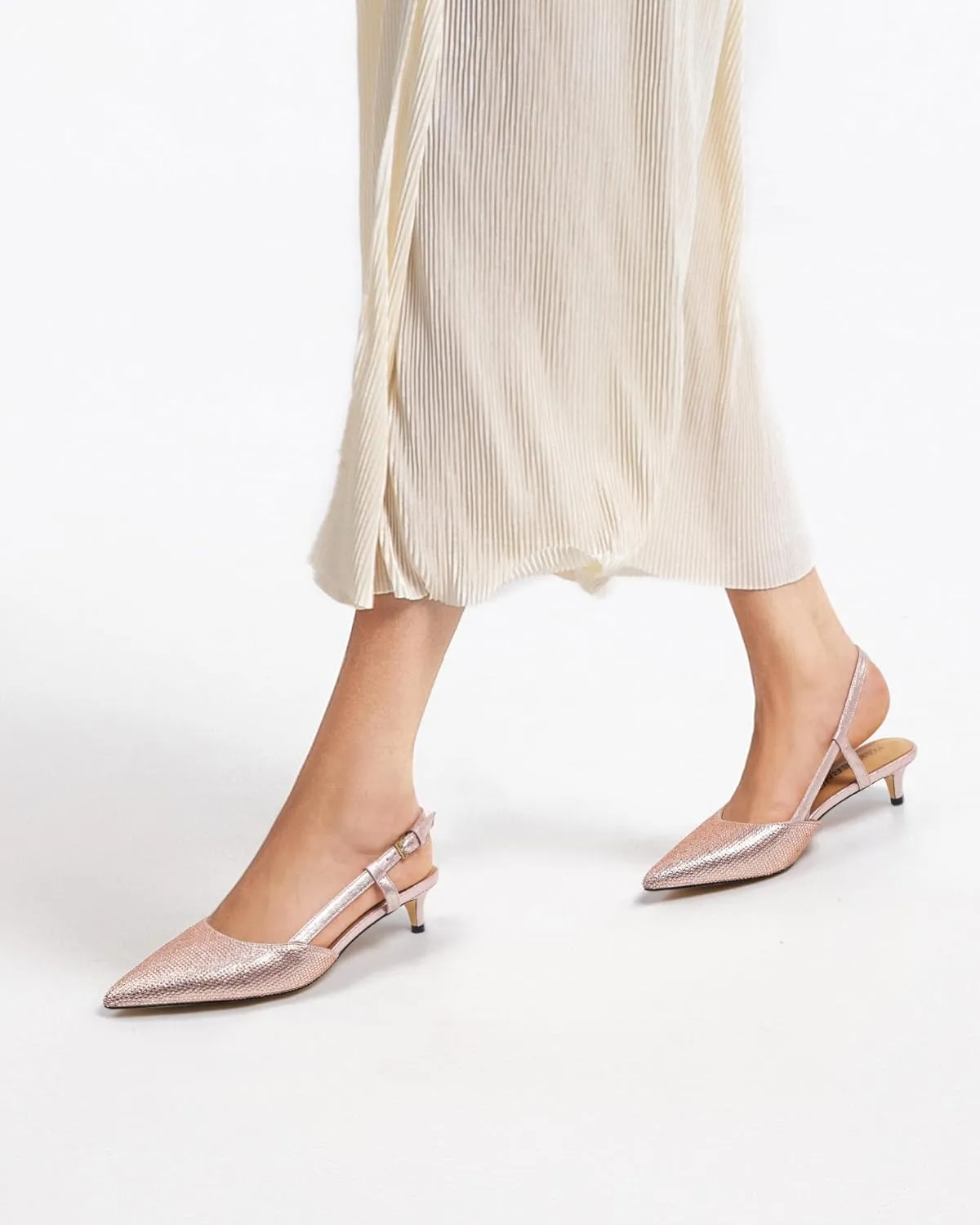 WAYDERNS Women's Kitten Heels Slingback Pumps Closed Pointed Toe Comfortable Low Heels Strap Elegant Dress Shoes for Wedding Office Prom Party 1.5 Inch