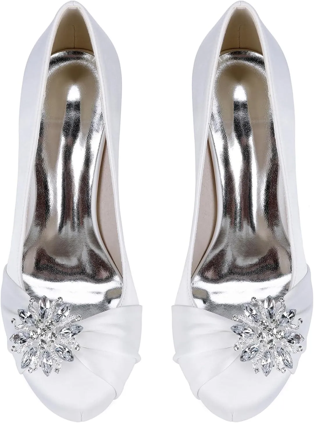 Wedding Bridal Shoes Women's Pumps Sexy Platform Heels Satin Bride Pumps Closed Round Toe Wedding Party Dress Shoes10cm