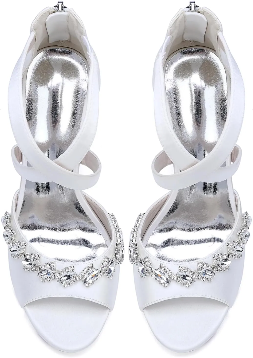 Wedding Bridal Shoes Womens Sandals Open Toe Bride Stiletto Sandals Ankle Strap High Heel Sandals Women 9.5Cm