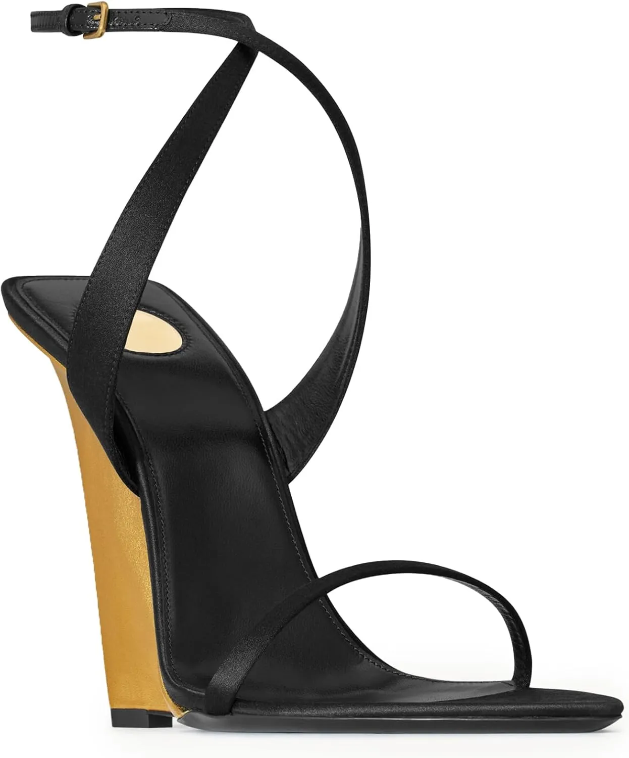 Wedge Sandals for Women Strappy Wedge Heels Pointed Open Toe Heeled Sandals Buckle Ankle Strap Heels Sexy Wedding Dress Shoes