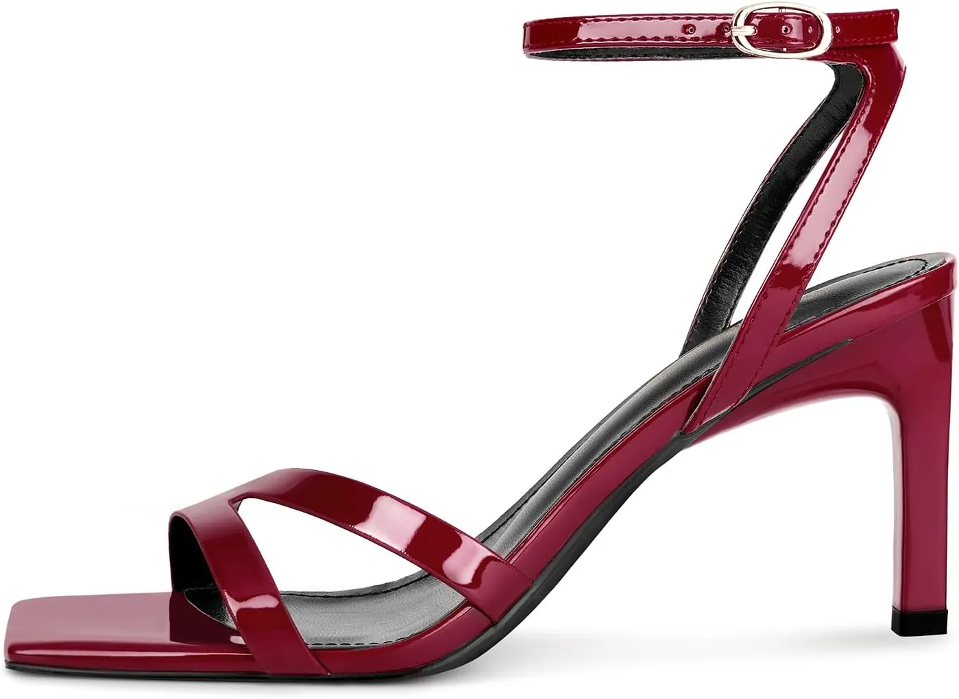 wetkiss Womens Heels Square Open Toe Strappy High Heels with Buckle Ankle Strap Heeled Sandals for Women Party Wedding Daily Sexy Party