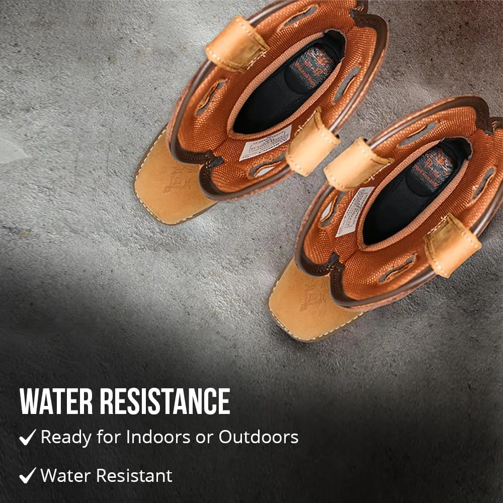 Wolf Genuine Leather Mens Work Boots - Insulated, Oil & Slip Resistant Construction Work Boots Men