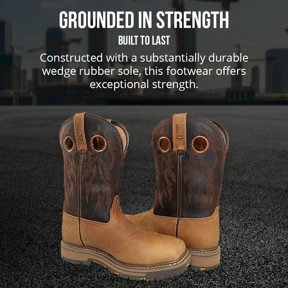 Wolf Genuine Leather Mens Work Boots - Insulated, Oil & Slip Resistant Construction Work Boots Men