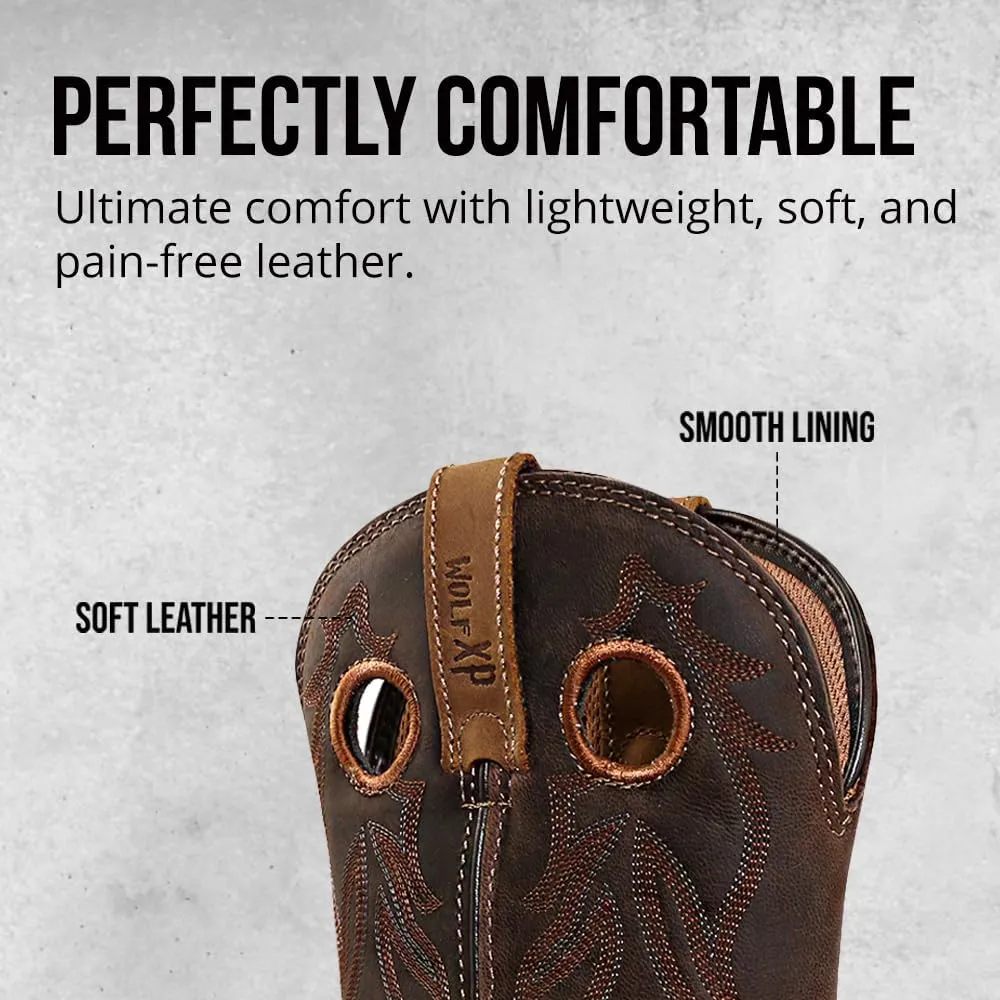 Wolf Genuine Leather Mens Work Boots - Insulated, Oil & Slip Resistant Construction Work Boots Men