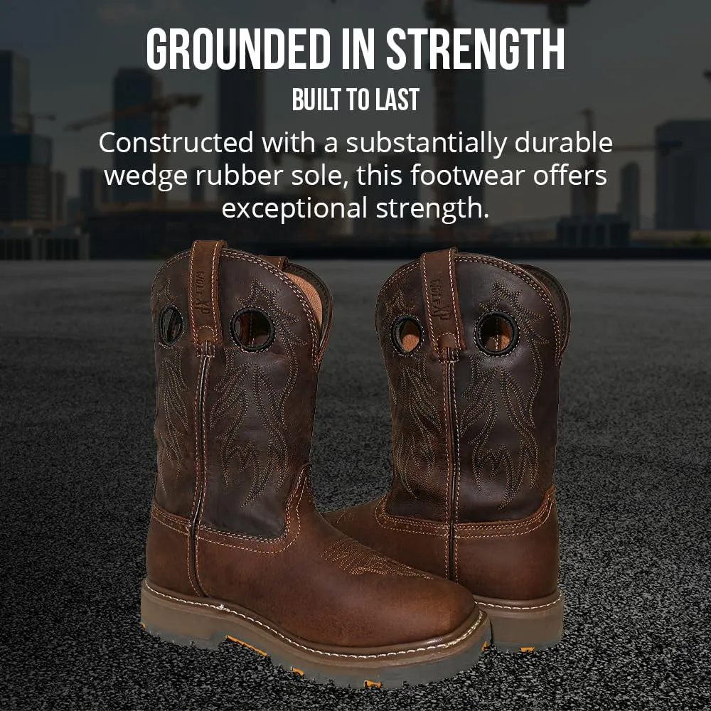 Wolf Leather Work Boots for Men - Slip Resistant, Insulated, Construction Mens Work Boots - Composite Toe
