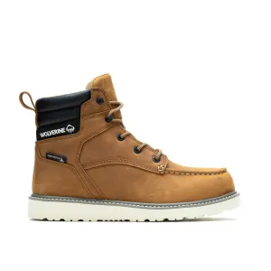 WOLVERINE W230055-M TRADE WEDGE 6'' MOC TOE WP MN'S (Medium) Wheat Leather Work Boots