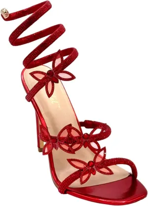 Women Butterfly Rhinestone Strappy High Heels Sandals