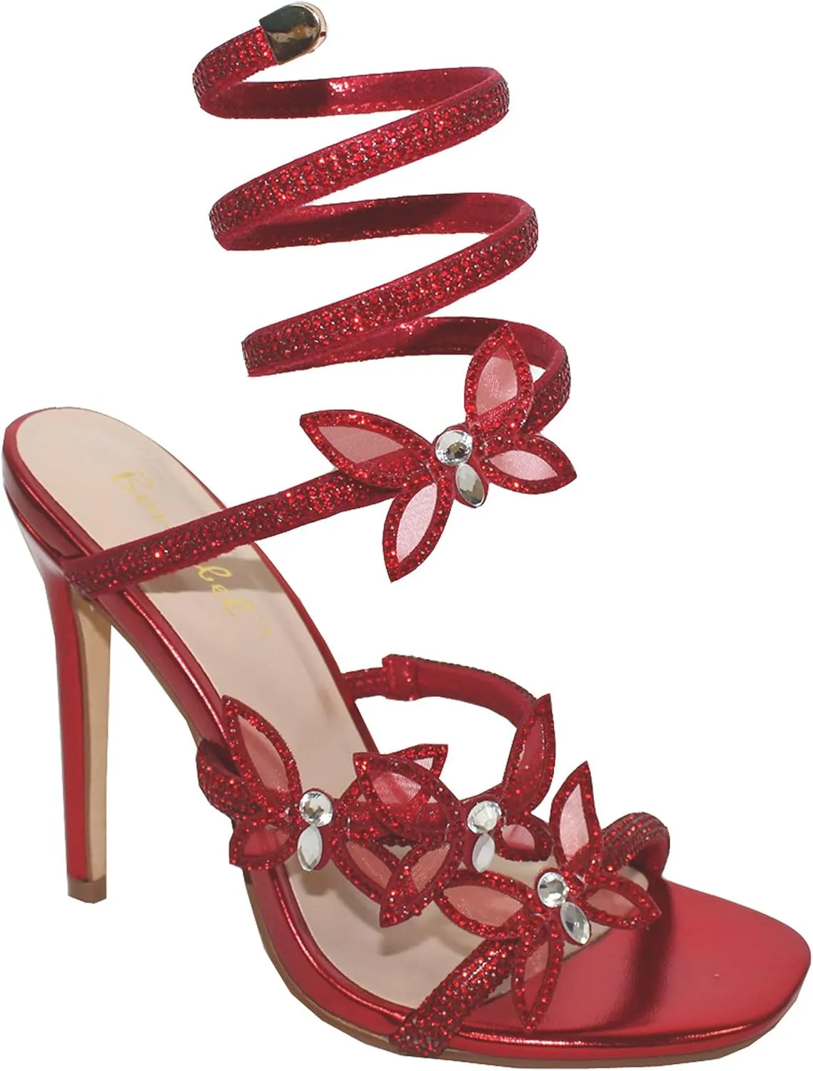 Women Butterfly Rhinestone Strappy High Heels Sandals