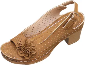 Women Comfy Casual Shoe Open Toe Hollow Flower Wedge Heel Slippers Sandals Flip Flops Women 8 Sandals
